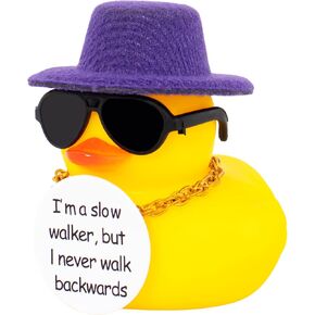 wonuu Encouragement Support Rubber Duck Car Dashboard Decorations, Funny Thinking Positive Duck with Card Creative Duck Car Ornament for Cute Car Accessories, Purple