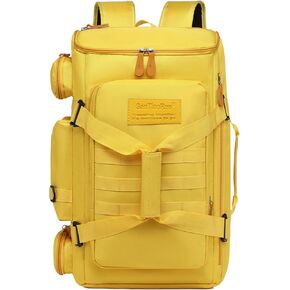 Large Travel Duffle Bags Backpack for Men Women, 50L Sports Gym Bag with Wet Pocket, Waterproof Carry On Backpack Weekender Overnight for Workout, Fitness, Outdoor, Business Yellow