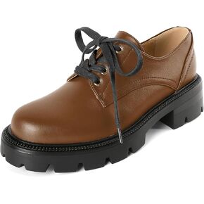 منصة Yodeks للسيدات Oxfords chunky Lace Up Lug Sole Shoes