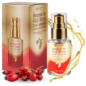 Retinol & Goji Berry Under Eye Serum - Dermatologist Tested, Diminishes Fine Lines, Wrinkles, Eye Bags & Dark Circles , Clean Beauty, Cruelty-Free Korean Skin Care - All Skin Types