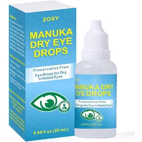 قطرات العين العسل Zoxy Manuka ، وقطرات العين المهدئة والترطيب للعينين الجفاف ، والعيون المهيجة ، وتجديد الدمعة اللطيفة ، 0.68 Fl Oz
