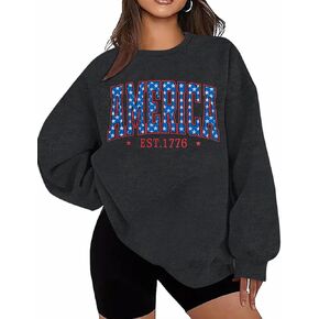 Dutut American Sweatshirt Women Women USA Shirt Tshirt وطني قميص طويل الأكمام طويلة الأكمام في 4 يوليو قمم Tee Tops