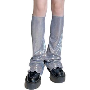 Triplewood Summer Stretchy Flared Leg Warmers Sparkle Y2K Leg Sleeves for Women, Thin Breathable Rave Leg Socks