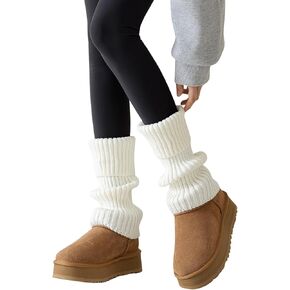 COZYEASE Women's 1 Pair Ribbed Knit Leg Warmers Soft Comfy Y2k Boot Socks Knit Long Socks