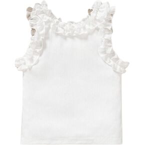 MakeMeChic Girl's Crew Neck Sleeveless Tank Top Ruffle Cute Shirt Tops