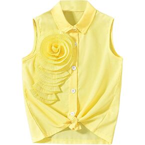 SweatyRocks Girl's 3D Floral Tank Top Sleeveless Button Down Novelty Summer Tops