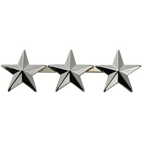Hero's Pride 3 Star Rank Insignia, Five-Pointed Star Pin, 2 Posts and Clutch Backs, Pack of 2