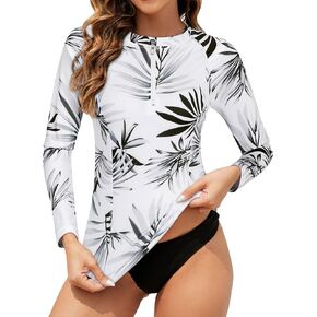Tanst Sky Women's Rash Guard Swim Top Long Sleeve Bathing Suits UV Shirt Zipper Rashguard Swimsuit in Saudi Arabia