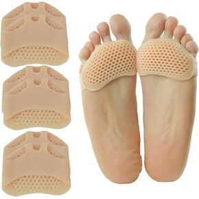6 حزمة metatarsal pads كرة هلام ناعمة من وسائد القدم للنساء والرجال ، وسادات إصبع القدم من وسائد إصبع القدم ، ووسادات الأكمام القابلة لإعادة الاستخدام الأكمام المقدمة (البيج ، وحجم واحد يناسب الجميع)