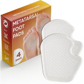 Gel Metatarsal Pads for Women and Men - 4 Pack, Ball of Foot Cushions - All Day Pain Relief and Comfort - Forefoot Pads and Sole Support for Metatarsalgia, Mortons Neuroma