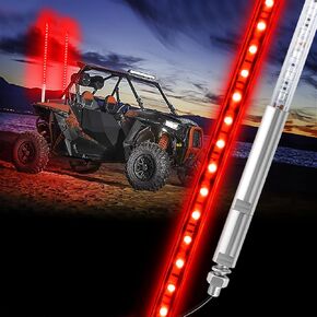 4FT LED Whip Light, DING.PAI 1.2M Red LED Lighted Whip Antenna for UTV ATV RZR Can-Am Off-Road Vehicle Truck (1 PC)