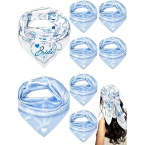 8 حزمة أزرق وأبيض من الحرير والعروس وشاح 27 "× 27" ناعمة الأزرق الهدايا وصيفات الشرف آخر نخب على ملحقات حفل العازبة الساحل لدش الزفاف مفضلات خادمة الشرف
