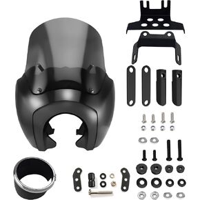 FATECIM Motorcycle 5.75" Headlight Fairing with 13" Smoke Windshield Windscreen & Mounting Kit Headlight Extension Block For Harley Low Rider S FXLRS 2020 2021 2022 2023