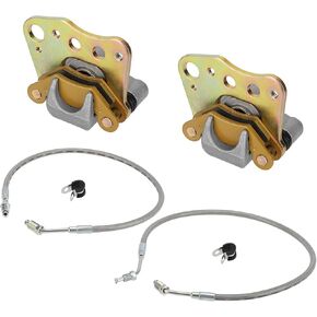 Front Brake Calipers & Hose Lines Compatible with Polaris Sportsman 400 500 600 700 Magnum 500 330 Xpedition 425 Xplorer 400 ATP 330 500 Diesel 455 Worker 500 2001-2004, OEM#1910549 1910550 1910411