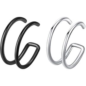 Double Hoop Nose Ring Nose Hoops Fake Nose Ring 18G 20G Lip Rings Cartilage Hoop Earring Faux Nose Rings for Women Men