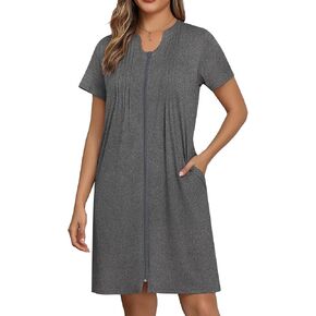 Ekouaer Women Zipper Rets Rets Retrobe Short Bathoight Lightweight House Coat مع جيوب ناعمة ناعمة
