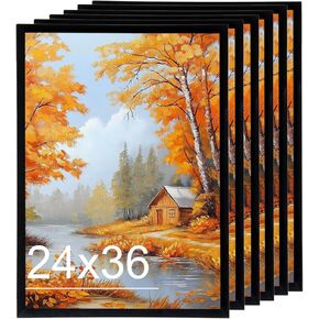 24x36 Poster Frame Black 6 Pack, Large Metal 24x36 Picture Frames for Horizontal or Vertical Wall Mounting