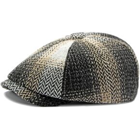 Women Newsboy Cap ، Winter Winter Warm Cabbie Beret Hat 8 Panringbone Tweed Gatsby Ivy Painter Cap ، 55-59cm