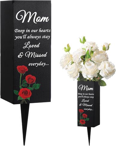 Geosar Father's Day Dad Cemetery Vases for Grave Metal Cemetery Grave Flower Vase Memorial Flower Holder with Spike Dad Floral Graveyard Decorations for Burial Ground Lawn Yard Funeral in Saudi Arabia