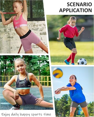 Roadbox Girls Volleyball Shorts, 4'' Kids Athletic Spandex Biker, Youth Compression Shorts with Pockets for Dance Gymnastics in Saudi Arabia
