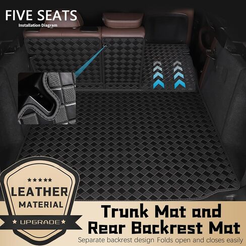 Cargo Mat for 2018-2024 Volkswagen Tiguan 7 Seats Trunk Mat & 2ND+3RD Row Rear Backrest Mat, All Weather Rear Cargo Liner Back Seat Cover Protector in Kuwait