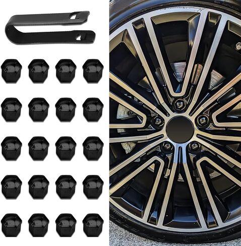 20PCS Lug Nut Covers, Car Wheel Nut Caps, 17mm Hexagonal Nut Covers with Removal Tool, Car Decoration Eexterior Wheel Nut Screw Bolt Protection Covers Universal for Most Cars (Red) in Kuwait