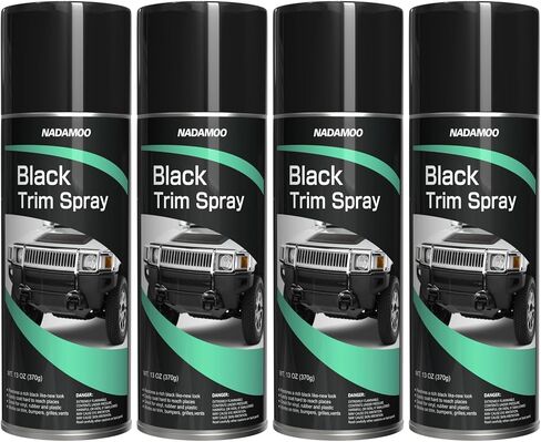 Nadamoo Automotive Black Trim Spray ، 4 علب ، يعيد إحياء اللون على الفور لمطاط الفينيل البلاستيكي والسيارات الخارج in Kuwait