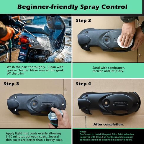Nadamoo Automotive Black Trim Spray ، 4 علب ، يعيد إحياء اللون على الفور لمطاط الفينيل البلاستيكي والسيارات الخارج in Kuwait