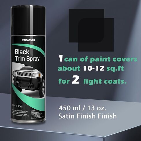 Nadamoo Automotive Black Trim Spray ، 4 علب ، يعيد إحياء اللون على الفور لمطاط الفينيل البلاستيكي والسيارات الخارج in Kuwait