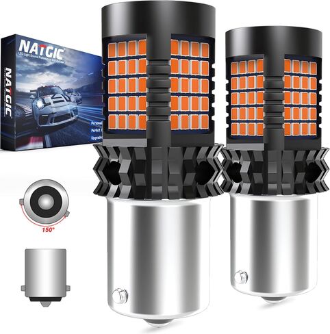 Amber BAU15S PY21W LED مصابيح LED أصفر CANBUS خطأ خالٍ من الإشارة الإشارة المدمجة في المقاوم المدمج لا يوجد فلاش HYPER لا يوجد خطأ في مصباح ضوء Blinker Light Marker Marker 2000lm 21W (حزمة 2) in Kuwait