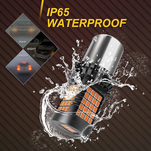 Amber BAU15S PY21W LED مصابيح LED أصفر CANBUS خطأ خالٍ من الإشارة الإشارة المدمجة في المقاوم المدمج لا يوجد فلاش HYPER لا يوجد خطأ في مصباح ضوء Blinker Light Marker Marker 2000lm 21W (حزمة 2) in Kuwait