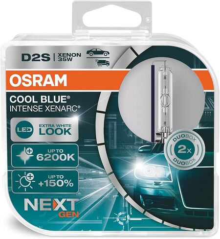 OSRAM XENARC COOL BLUE INTENSE D2S, +150% more brightness, up to 6,200K, xenon headlight lamp, LED look, duo box (2 lamps) 66240CBN-HCB in Saudi Arabia