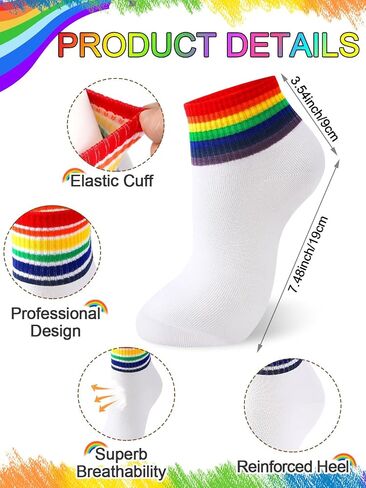 5 Pairs Striped Rainbow Crew Socks Athletic Cotton Novelty Ankle Sock for Men and Women in Saudi Arabia
