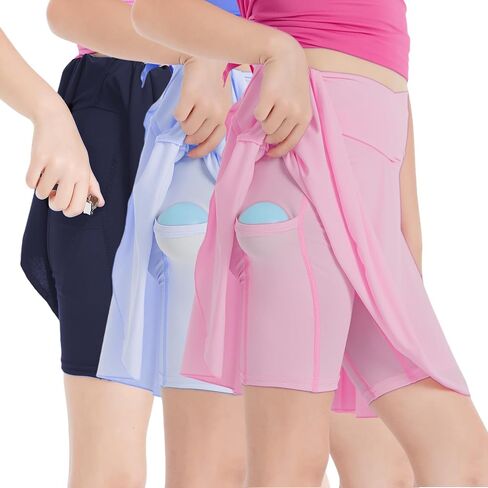 Girls' 2-in-1 Flowy Butterfly Shorts with Pockets - Athletic Dance & Running Shorts for Ages 5-11 in Saudi Arabia