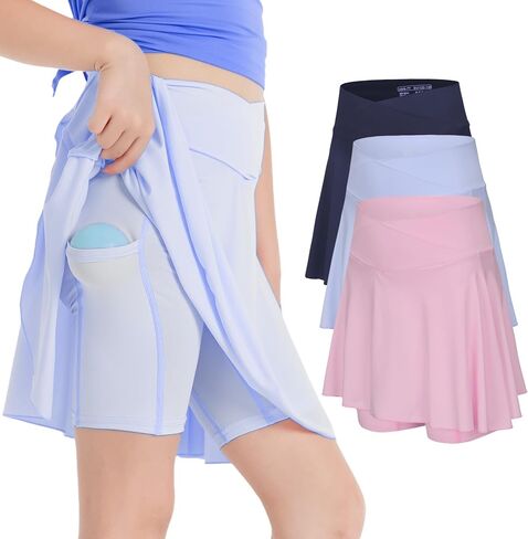 Girls' 2-in-1 Flowy Butterfly Shorts with Pockets - Athletic Dance & Running Shorts for Ages 5-11 in Saudi Arabia
