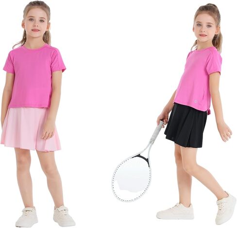 Girls' 2-in-1 Flowy Butterfly Shorts with Pockets - Athletic Dance & Running Shorts for Ages 5-11 in Saudi Arabia