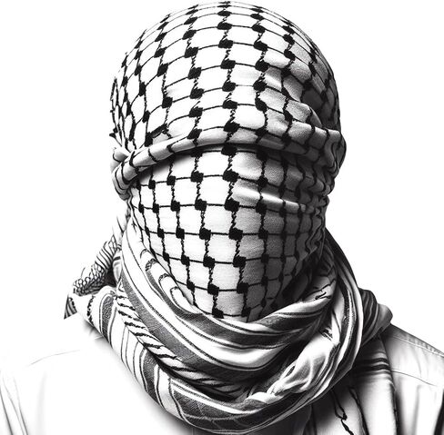الحرف اليدوية الفلسطينية الأصيلة: جندي مجاني فلسطيني يدويًا 47 × 47 بوصة Keffiyeh للرأس والرقبة in Kuwait
