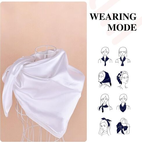 35"Large Pure Color Square Satin Head Scarf-Hair Scarf Like Silk Scarf Square Scarf Bandanas for Women in Saudi Arabia