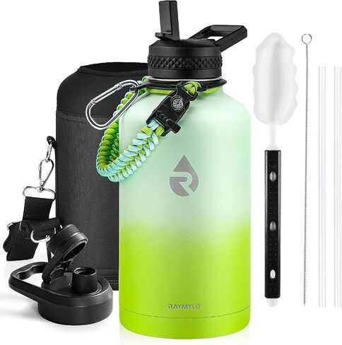 RAYMYLO Insulated Water Bottle 40 oz, Triple Wall Vacuum Stainless Steel | (Cold for 36Hrs, Hot for 18Hrs), Leak Proof & Non-BPA, Modern Water Flask Jug with Paracord Handle & Straw Spout Lids in Kuwait