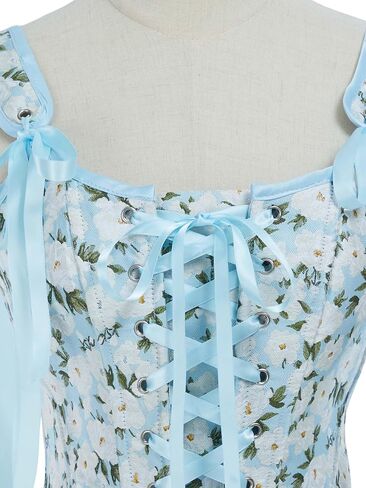 Renaissance Corset Tops for Women Cute Medieval Floral Overbust Boned Bustier Bodice in Saudi Arabia