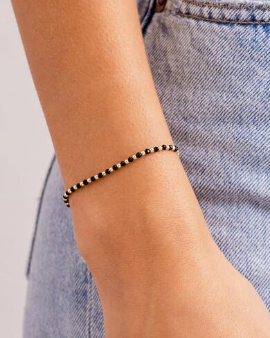Gorjana - Bowy Gemstone Brooks Bracelet 9 1/4 " - 8K Brass -Prass - اختيار الأحجار الكريمة الأصلية - الإغلاق القابل للتعديل - تصميم أنيق وذات مغزى in Saudi Arabia