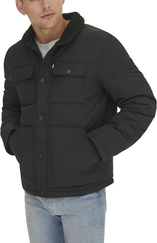 Levi's Men's Quilted Mixed Media Shirttail Work Wear Puffer Jacket in Kuwait