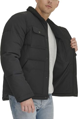 Levi's Men's Quilted Mixed Media Shirttail Work Wear Puffer Jacket in Kuwait