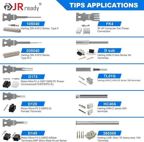 JRREEDY JRCONDRK00A10-04 مجموعة أدوات التحرير الطرفية ، 10pcs سيارات الكمبيوتر أدوات إزالة الدبوس الكهربائي الأسلاك مستخلصات طرفية لمجموعة موليكس ، هارتينغ ، موصل سلسلة وين in Kuwait