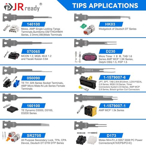 JRready JRconDRK00A10-04 Terminal Release Tool Kit, 10PCS Automotive Computer Electrical Pin Removal Tools Wire Harness Repair Terminal Extractors Set for Molex, Harting, Wain Series Connector in Kuwait