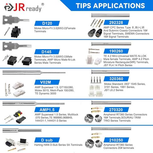 JRready JRconDRK00A10-04 Terminal Release Tool Kit, 10PCS Automotive Computer Electrical Pin Removal Tools Wire Harness Repair Terminal Extractors Set for Molex, Harting, Wain Series Connector in Kuwait