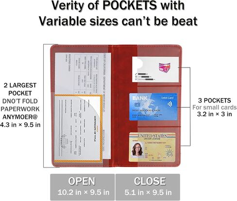 Uyye Auto Car Car Holder and Insurance Holder - Pu Leather Vehicle Glove Box Wraltizer Wallet ، Exclseories Case حامل لمستندات السيارات الأساسية （أسود） in Kuwait
