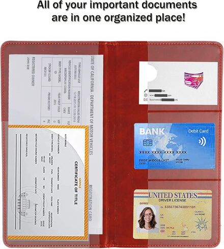 Uyye Auto Car Car Holder and Insurance Holder - Pu Leather Vehicle Glove Box Wraltizer Wallet ، Exclseories Case حامل لمستندات السيارات الأساسية （أسود） in Kuwait