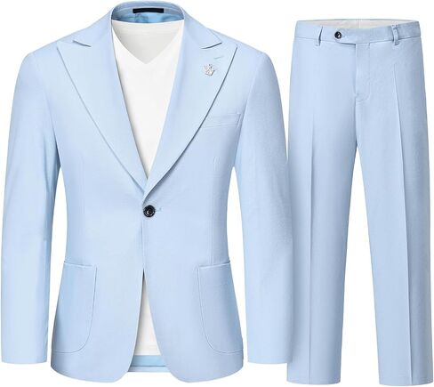 YND Men's 2 Piece Casual Linen Suit, Regular Fit Lightweight Blazer and Pants, Tuxedo for Casual Wedding Business Outfit in Saudi Arabia