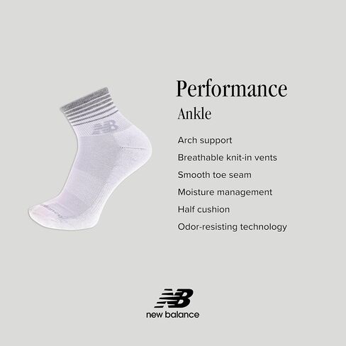 New Balance Women's Performance Cushioned Ankle Socks-6 Pairs-Moisture Wicking in Saudi Arabia